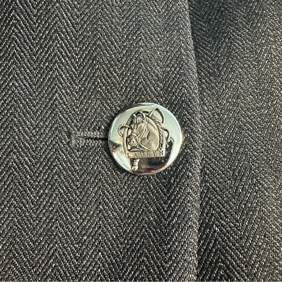 Lauren Ralph Lauren Equestrian Herringbone Wool blazer 10 gray preppy old money - Picture 10 of 13